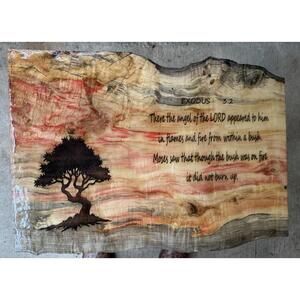 Handmade Elder Wood Table Laser Engraved Bible Verse Rustic Accent Table Easter